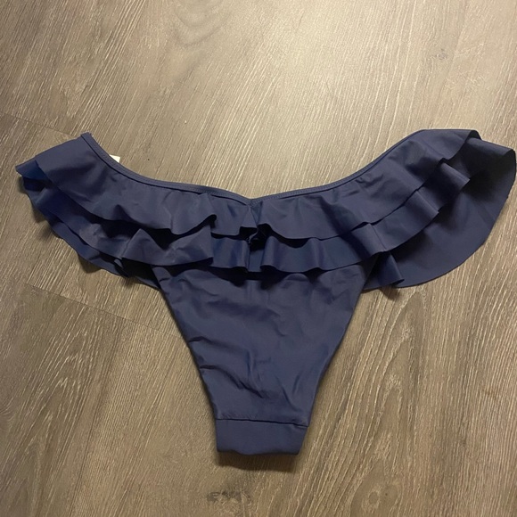 New Aerie Navy Ruffle Bikini Bottom - Picture 3 of 4